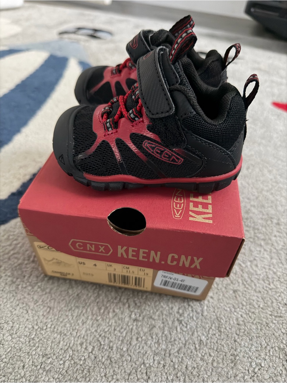 Keen Kids Black and Red Trail Sneakers